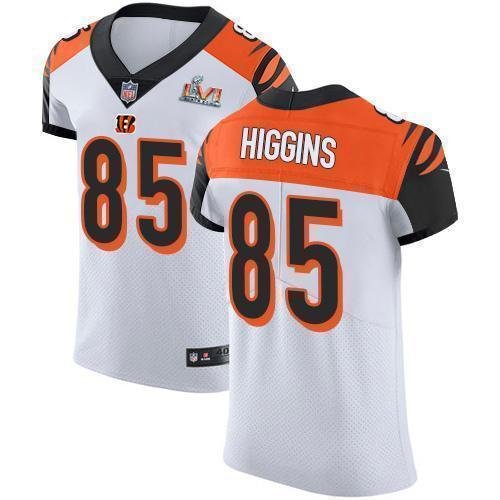 Nike Bengals #85 Tee Higgins White Super Bowl LVI Patch Stitched NFL Vapor Untouchable Elite Jersey