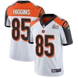 Nike Bengals #85 Tee Higgins White Super Bowl LVI Patch Stitched NFL Vapor Untouchable Limited Jersey