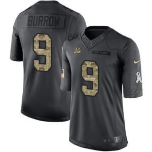 Nike Bengals #9 Joe Burrow Black Stitched NFL Limited 2016 Salute To Service Jersey