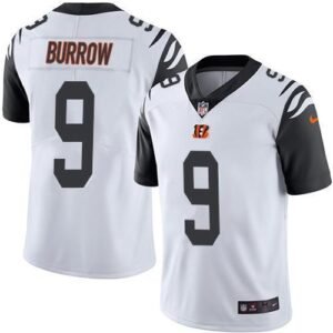 Nike Bengals #9 Joe Burrow White Stitched NFL Limited Rush Jersey