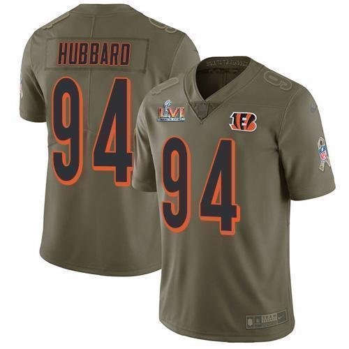 Nike Bengals #94 Sam Hubbard Olive Super Bowl LVI Patch Stitched NFL Limited 2017 Salute To Service Jersey