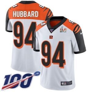 Nike Bengals #94 Sam Hubbard White Super Bowl LVI Patch Stitched NFL 100th Season Vapor Limited Jersey