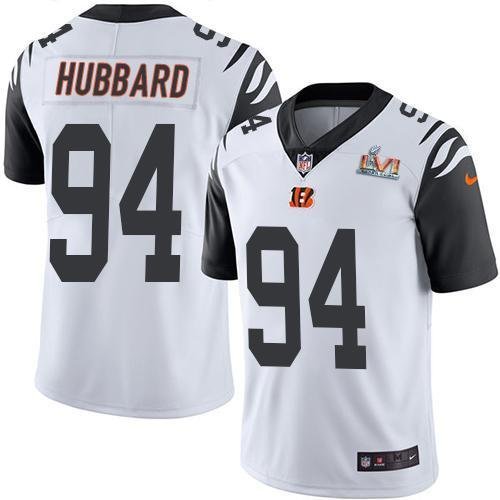 Nike Bengals #94 Sam Hubbard White Super Bowl LVI Patch Stitched NFL Limited Rush Jersey