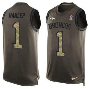 Nike Broncos #1 KJ Hamler Green Stitched NFL Limited Salute To Service Tank Top Jersey