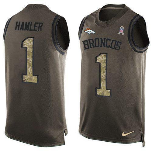 Nike Broncos #1 KJ Hamler Green Stitched NFL Limited Salute To Service Tank Top Jersey