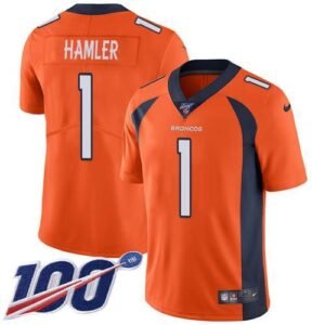 Nike Broncos #1 KJ Hamler Orange Team Color Stitched NFL 100th Season Vapor Untouchable Limited Jersey
