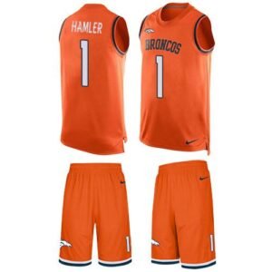 Nike Broncos #1 KJ Hamler Orange Team Color Stitched NFL Limited Tank Top Suit Jersey