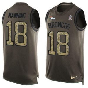 Nike Broncos #18 Peyton Manning Green Stitched NFL Limited Salute To Service Tank Top Jersey