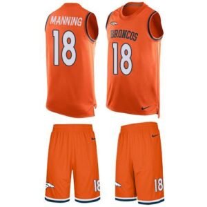 Nike Broncos #18 Peyton Manning Orange Team Color Stitched NFL Limited Tank Top Suit Jersey