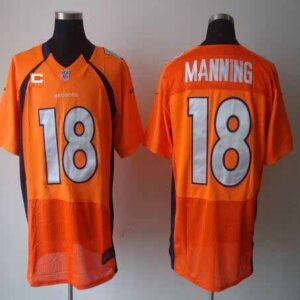 Nike Broncos #18 Peyton Manning Orange Team Color With C Patch Stitched NFL Elite Jersey