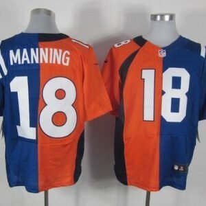 Nike Broncos #18 Peyton Manning Orange/Royal Blue Stitched NFL Elite Split Colts Jersey