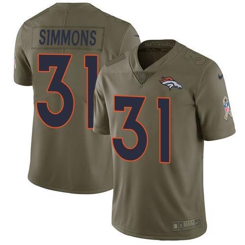 Nike Broncos #31 Justin Simmons Olive Stitched NFL Limited 2017 Salute To Service Jersey
