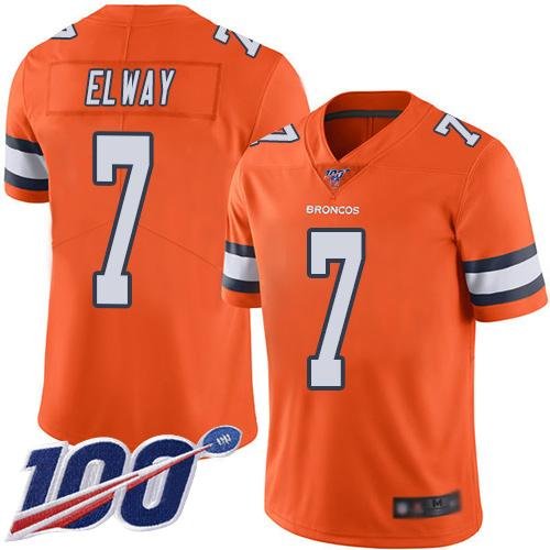 Nike Broncos #7 John Elway Orange Stitched NFL Limited Rush 100th Season Jersey