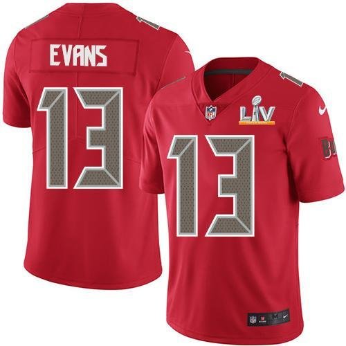 Nike Buccaneers #13 Mike Evans Red Super Bowl LV Bound Stitched NFL Limited Rush Jersey