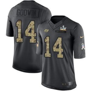 Nike Buccaneers #14 Chris Godwin Black Super Bowl LV Bound Stitched NFL Limited 2016 Salute To Service Jersey