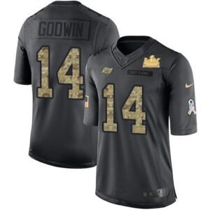 Nike Buccaneers #14 Chris Godwin Black Super Bowl LV Champions Patch NFL Limited 2016 Salute To Service Jersey