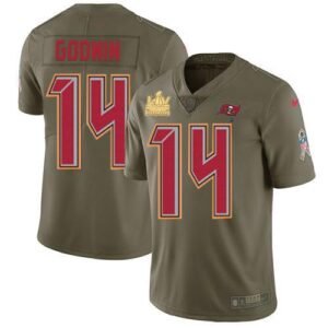 Nike Buccaneers #14 Chris Godwin Olive Super Bowl LV Champions Patch Stitched NFL Limited 2017 Salute To Service Jersey