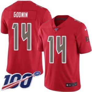 Nike Buccaneers #14 Chris Godwin Red Stitched NFL Limited Rush 100th Season Jersey