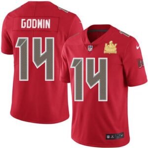 Nike Buccaneers #14 Chris Godwin Red Super Bowl LV Champions Patch Stitched NFL Limited Rush Jersey