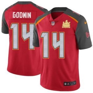 Nike Buccaneers #14 Chris Godwin Red Team Color Super Bowl LV Champions Patch NFL Vapor Untouchable Limited Jersey