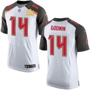 Nike Buccaneers #14 Chris Godwin White Super Bowl LV Champions Patch Stitched NFL New Elite Jersey