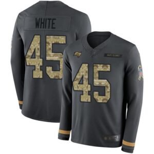 Nike Buccaneers #45 Devin White Anthracite Salute To Service Stitched NFL Limited Therma Long Sleeve Jersey