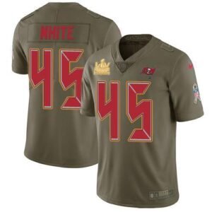 Nike Buccaneers #45 Devin White Olive Super Bowl LV Champions Patch Stitched NFL Limited 2017 Salute To Service Jersey