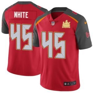 Nike Buccaneers #45 Devin White Red Team Color Super Bowl LV Champions Patch NFL Vapor Untouchable Limited Jersey