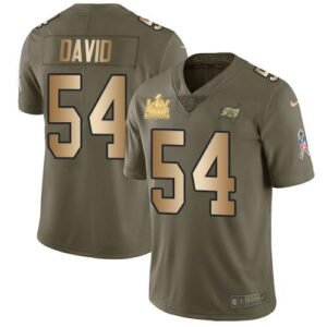 Nike Buccaneers #54 Lavonte David Olive/Gold Super Bowl LV Champions Patch Stitched NFL Limited 2017 Salute To Service Jersey