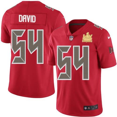Nike Buccaneers #54 Lavonte David Red Super Bowl LV Champions Patch Stitched NFL Limited Rush Jersey