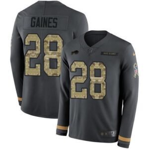 Buffalo Bills #28 E.J. Gaines Anthracite Salute to Service Stitched NFL Limited Therma Long Sleeve Jersey