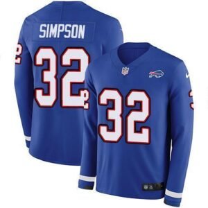 Buffalo Bills #32 O. J. Simpson Royal Blue Team Color Stitched NFL Limited Therma Long Sleeve Jersey