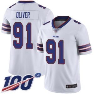 Buffalo Bills #91 Ed Oliver White Stitched NFL 100th Season Vapor Limited Jersey