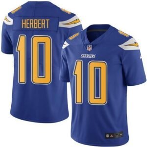 Nike Chargers #10 Justin Herbert Electric Blue Stitched NFL Limited Rush Jersey