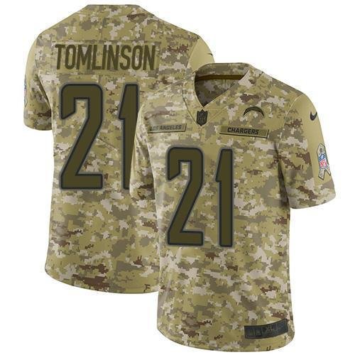 Nike Chargers #21 LaDainian Tomlinson Camo Stitched NFL Limited 2018 Salute To Service Jersey