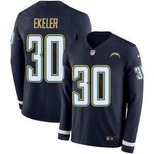 Nike Chargers #30 Austin Ekeler Navy Blue Team Color Stitched NFL Limited Therma Long Sleeve Jersey
