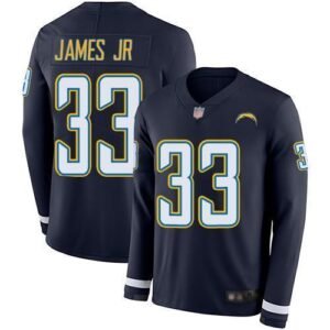Nike Chargers #33 Derwin James Jr Navy Blue Team Color Stitched NFL Limited Therma Long Sleeve Jersey