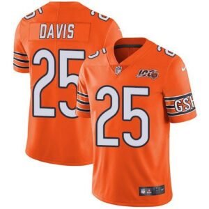 Nike Chicago Bears #25 Mike Davis Orange 100th Season Stitched NFL Limited Rush Jersey