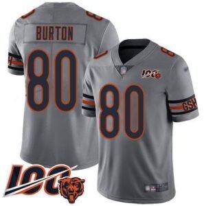 Nike Chicago Bears #80 Trey Burton Silver Stitched NFL Limited Inverted Legend 100th Season Jersey