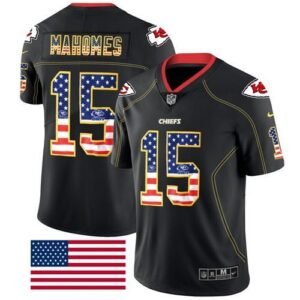 Nike Chiefs #15 Patrick Mahomes Black Stitched NFL Limited Rush USA Flag Jersey
