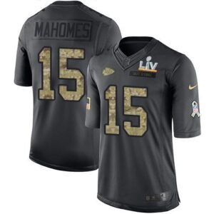 Nike Chiefs #15 Patrick Mahomes Black Super Bowl LV Bound Stitched NFL Limited 2016 Salute To Service Jersey