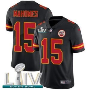 Nike Chiefs #15 Patrick Mahomes Black Super Bowl LIV 2020 Stitched NFL Limited Rush Jersey