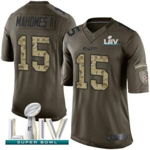 Nike Chiefs #15 Patrick Mahomes Green Super Bowl LIV 2020 Stitched NFL Limited 2015 Salute To Service Jersey