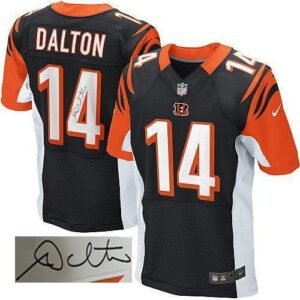 Nike Cincinnati Bengals #14 Andy Dalton Black Team Color Stitched NFL Elite Autographed Jersey