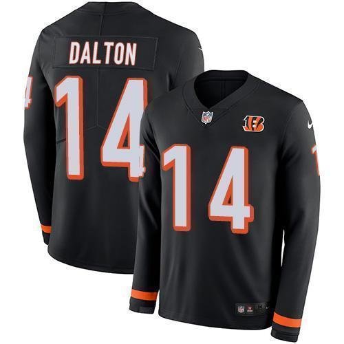 Nike Cincinnati Bengals #14 Andy Dalton Black Team Color Stitched NFL Limited Therma Long Sleeve Jersey