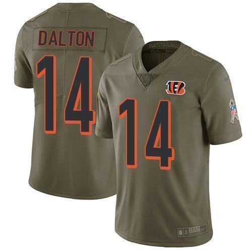 Nike Cincinnati Bengals #14 Andy Dalton Olive Stitched NFL Limited 2017 Salute To Service Jersey