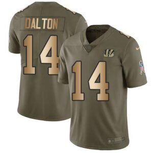 Nike Cincinnati Bengals #14 Andy Dalton Olive/Gold Stitched NFL Limited 2017 Salute To Service Jersey
