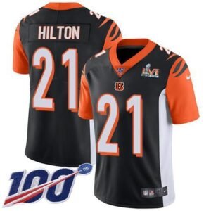 Nike Cincinnati Bengals #21 Mike Hilton Black Team Color Super Bowl LVI Patch Stitched NFL 100th Season Vapor Untouchable Limited Jersey