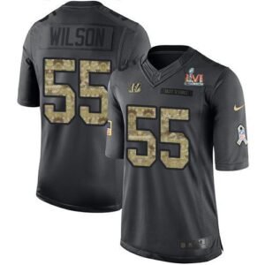 Nike Cincinnati Bengals #55 Logan Wilson Black Team Color Super Bowl LVI Patch Stitched NFL Limited Therma Long Sleeve Jersey