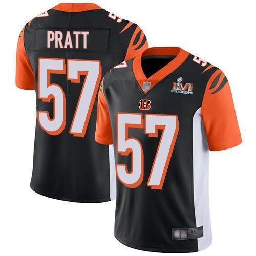 Nike Cincinnati Bengals #57 Germaine Pratt Black Team Color Super Bowl LVI Patch Stitched NFL Vapor Untouchable Limited Jersey